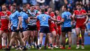 31 March 2024; Players tussle during the Allianz Football League Division 1 Final match between Dublin and Derry at Croke Park in Dublin. Photo by Piaras Ó Mídheach/Sportsfile