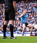 31 March 2024; Con O'Callaghan of Dublin reacts after his penalty hit the post in the penalty shoot-out of the Allianz Football League Division 1 Final match between Dublin and Derry at Croke Park in Dublin. Photo by Piaras Ó Mídheach/Sportsfile