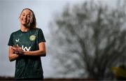 1 April 2024; Anna Patten poses for a portrait during a Republic of Ireland Women's media day at Castleknock Hotel in Dublin. Photo by Stephen McCarthy/Sportsfile