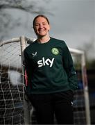 1 April 2024; Goalkeeper Courtney Brosnan poses for a portrait during a Republic of Ireland Women's media day at Castleknock Hotel in Dublin. Photo by Stephen McCarthy/Sportsfile