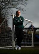 1 April 2024; Goalkeeper Courtney Brosnan poses for a portrait during a Republic of Ireland Women's media day at Castleknock Hotel in Dublin. Photo by Stephen McCarthy/Sportsfile