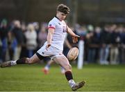 30 March 2024; Matthew Lynch of Dublin University during the annual Men’s Rugby Colours match between Dublin University and UCD at College Park in Trinity College, Dublin. Photo by Sam Barnes/Sportsfile