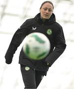 1 April 2024; Megan Campbell during a Republic of Ireland Women's training session at the Sport Ireland National Indoor Arena on the Sport Ireland Campus in Dublin. Photo by Stephen McCarthy/Sportsfile