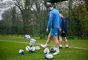 1 April 2024; Ross Byrne during Leinster rugby squad training at UCD in Dublin. Photo by Harry Murphy/Sportsfile