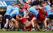 31 March 2024; Players from both teams tussle during the Allianz Football League Division 1 Final match between Dublin and Derry at Croke Park in Dublin. Photo by Ramsey Cardy/Sportsfile