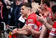 31 March 2024; Shane McGuigan of Derry after his side's victory in the Allianz Football League Division 1 Final match between Dublin and Derry at Croke Park in Dublin. Photo by Ramsey Cardy/Sportsfile
