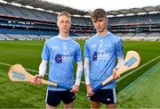3 April 2024; Dublin Celtic Challenge hurlers Scott Cassidy Walker, right, and Callum Dee during the launch of the Electric Ireland Celtic Challenge at Croke Park in Dublin. Photo by Ben McShane/Sportsfile