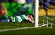 1 April 2024; Aaron Greene of Shamrock Rovers reacts after a header goes wide during the SSE Airtricity Men's Premier Division match between Waterford and Shamrock Rovers at the Regional Sports Centre in Waterford. Photo by Tyler Miller/Sportsfile