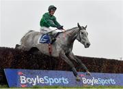 1 April 2024; Intense Raffles, with JJ Slevin up, jumps the last on their way to winning the BoyleSports Irish Grand National Steeplechase on day three of the Fairyhouse Easter Festival at Fairyhouse Racecourse in Ratoath, Meath. Photo by Seb Daly/Sportsfile