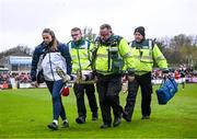 1 April 2024; Nando Pijnaker of Sligo Rovers is stretchered off during the SSE Airtricity Men's Premier Division match between St Patrick's Athletic and Sligo Rovers at Richmond Park in Dublin. Photo by Harry Murphy/Sportsfile
