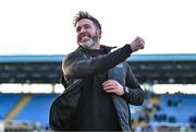 1 April 2024; Shamrock Rovers manager Stephen Bradley celebrates after his side's victory in the SSE Airtricity Men's Premier Division match between Waterford and Shamrock Rovers at the Regional Sports Centre in Waterford. Photo by Tyler Miller/Sportsfile