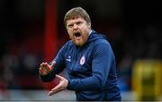 1 April 2024; Shelbourne manager Damien Duff celebrates after the SSE Airtricity Men's Premier Division match between Shelbourne and Derry City at Tolka Park in Dublin. Photo by Stephen McCarthy/Sportsfile