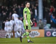 1 April 2024; Galway United goalkeeper Brendan Clarke after Jevon Mills, not pictured, scored the first goal for Bohemians during the SSE Airtricity Men's Premier Division match between Galway United and Bohemians at Eamonn Deacy Park in Galway. Photo by Piaras Ó Mídheach/Sportsfile