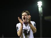 1 April 2024; Jevon Mills of Bohemians celebrates after his side's victory in the SSE Airtricity Men's Premier Division match between Galway United and Bohemians at Eamonn Deacy Park in Galway. Photo by Piaras Ó Mídheach/Sportsfile