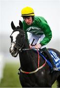 1 April 2024; Jockey Donagh Meyler and Where's Frankie go to post before the BoyleSports Irish Grand National Steeplechase on day three of the Fairyhouse Easter Festival at Fairyhouse Racecourse in Ratoath, Meath. Photo by Seb Daly/Sportsfile