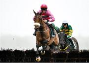 1 April 2024; Brewin'upastorm, with Jack Kennedy up, on their way to winning the Rathbarry and Glenview Studs Hurdle on day three of the Fairyhouse Easter Festival at Fairyhouse Racecourse in Ratoath, Meath. Photo by Seb Daly/Sportsfile