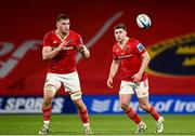 30 March 2024; Gavin Coombes and Jack Crowley of Munster during the United Rugby Championship match between Munster and Cardiff at Thomond Park in Limerick. Photo by Harry Murphy/Sportsfile