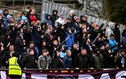 1 April 2024; Drogheda United supporters during the SSE Airtricity Men's Premier Division match between Dundalk and Drogheda United at Oriel Park in Dundalk, Louth. Photo by Ben McShane/Sportsfile