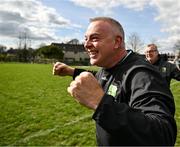 31 March 2024; Warwickshire manager Tony Joyce celebrates after his side's victory in the Allianz Hurling League Division 3B Final match between Fermanagh and Warwickshire at St Joseph's Park in Ederney, Fermanagh. Photo by Sam Barnes/Sportsfile