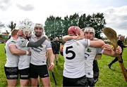 31 March 2024; Warwickshire players celebrate after their side's victory in the Allianz Hurling League Division 3B Final match between Fermanagh and Warwickshire at St Joseph's Park in Ederney, Fermanagh. Photo by Sam Barnes/Sportsfile