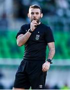 30 March 2024; Referee Ian O'Keeffe during the SSE Airtricity Women's Premier Division match between Shamrock Rovers and Treaty United at Tallaght Stadium in Dublin. Photo by Tyler Miller/Sportsfile