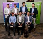 1 April 2024; University of Ulster players, back row, from left, Josh Largo Ellis, Ronan McCaffrey, Oisín McCann, Niall Loughlin and front row, from left, Darragh Canavan, Ben McCarron and Ryan Magill on the 2023 Electric Ireland GAA Higher Education Rising Stars Football Team of the Year during the 2024 Electric Ireland GAA Higher Education Rising Star Awards at the Castleknock Hotel in Dublin. Photo by David Fitzgerald/Sportsfile