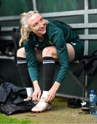 2 April 2024; Louise Quinn during a Republic of Ireland Women's training session at the FAI National Training Centre in Abbotstown, Dublin. Photo by Stephen McCarthy/Sportsfile