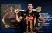 3 April 2024; Walter Walsh of Kilkenny poses for a portrait with the Bob O'Keeffe cup at the 'GAA; People, Objects & Stories' exhibition during the launch of the 2024 Leinster GAA Senior Hurling Championship in the National Museum of Ireland in Dublin. Photo by Brendan Moran/Sportsfile