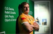 3 April 2024; Eoghan Campbell of Antrim poses for a portrait at the 'GAA; People, Objects & Stories' exhibition during the launch of the 2024 Leinster GAA Senior Hurling Championship in the National Museum of Ireland in Dublin. Photo by Brendan Moran/Sportsfile