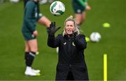 3 April 2024; Assistant coach Emma Byrne during a Republic of Ireland Women's training session at the FAI National Training Centre in Abbotstown, Dublin. Photo by Stephen McCarthy/Sportsfile