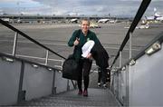 3 April 2024; Ruesha Littlejohn of Republic of Ireland at Dublin Airport ahead of the team's departure for their 2025 UEFA Women's European Championship Qualifier match against France, on Friday. Photo by Stephen McCarthy/Sportsfile