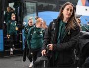 3 April 2024; Anna Patten of Republic of Ireland at Dublin Airport ahead of the team's departure for their 2025 UEFA Women's European Championship Qualifier match against France, on Friday. Photo by Stephen McCarthy/Sportsfile