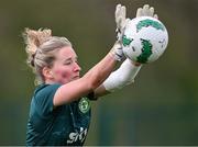 3 April 2024; Goalkeeper Sophie Whitehouse during a Republic of Ireland Women's training session at the FAI National Training Centre in Abbotstown, Dublin. Photo by Stephen McCarthy/Sportsfile
