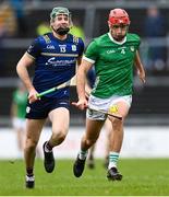 16 March 2024; Barry Nash of Limerick in action against Cathal Mannion of Galway during the Allianz Hurling League Division 1 Group B match between Galway and Limerick at Pearse Stadium in Galway. Photo by Stephen McCarthy/Sportsfile