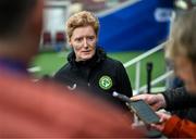 4 April 2024; Head coach Eileen Gleeson during a Republic of Ireland Women's media conference at Stage Saint-Symphorien in Metz, France. Photo by Stephen McCarthy/Sportsfile
