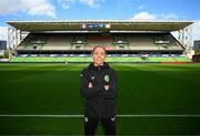 4 April 2024; Denise O'Sullivan poses for a portrait during a Republic of Ireland Women's media conference at Stage Saint-Symphorien in Metz, France. Photo by Stephen McCarthy/Sportsfile