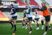 4 April 2024; Players, from left, Caitlin Hayes, Izzy Atkinson and Louise Quinn during a Republic of Ireland Women's training session at Stage Saint-Symphorien in Metz, France. Photo by Stephen McCarthy/Sportsfile