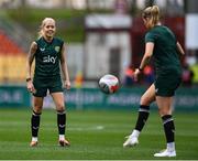 4 April 2024; Denise O'Sullivan and Erin McLaughlin, right, during a Republic of Ireland Women's training session at Stage Saint-Symphorien in Metz, France. Photo by Stephen McCarthy/Sportsfile