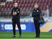 4 April 2024; Team doctor Siobhan Forman, right, and physiotherapist Angela Kenneally during a Republic of Ireland Women's training session at Stage Saint-Symphorien in Metz, France. Photo by Stephen McCarthy/Sportsfile