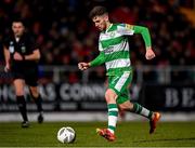 9 March 2024; Dylan Watts of Shamrock Rovers during the SSE Airtricity Men's Premier Division match between Sligo Rovers and Shamrock Rovers at The Showgrounds in Sligo. Photo by Stephen McCarthy/Sportsfile