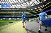 5 April 2024; Cian Healy and Andrew Porter during a Leinster rugby captain's run at the Aviva Stadium in Dublin. Photo by Harry Murphy/Sportsfile