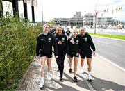 5 April 2024; Republic of Ireland players, from left, Megan Connolly, Grace Moloney, Denise O'Sullivan and Katie McCabe during a team walk near their team hotel in Luxembourg ahead of thirUEFA Women's European Championship qualifying group A match against France at Stade Saint-Symphorien in Metz, France. Photo by Stephen McCarthy/Sportsfile