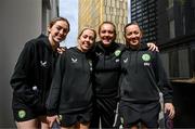 5 April 2024; Republic of Ireland players, from left, Megan Connolly, Denise O'Sullivan, Grace Moloney and Katie McCabe during a team walk near their team hotel in Luxembourg ahead of thirUEFA Women's European Championship qualifying group A match against France at Stade Saint-Symphorien in Metz, France. Photo by Stephen McCarthy/Sportsfile