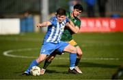5 April 2024; Tony McNamee of Finn Harps in action against Sean Brennan of UCD during the SSE Airtricity Men's First Division match between Finn Harps and UCD at Finn Park in Ballybofey, Donegal. Photo by Ramsey Cardy/Sportsfile