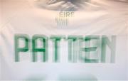 5 April 2024; The jersey of Anna Patten of Republic of Ireland hangs in the dressing room before the UEFA Women's European Championship qualifying group A match between France and Republic of Ireland at Stade Saint-Symphorien in Metz, France. Photo by Stephen McCarthy/Sportsfile