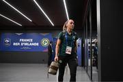 5 April 2024; Katie McCabe of Republic of Ireland arrives before the UEFA Women's European Championship qualifying group A match between France and Republic of Ireland at Stade Saint-Symphorien in Metz, France. Photo by Stephen McCarthy/Sportsfile