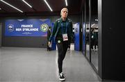 5 April 2024; Denise O'Sullivan of Republic of Ireland arrives before the UEFA Women's European Championship qualifying group A match between France and Republic of Ireland at Stade Saint-Symphorien in Metz, France. Photo by Stephen McCarthy/Sportsfile