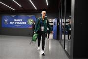 5 April 2024; Lily Agg of Republic of Ireland arrives before the UEFA Women's European Championship qualifying group A match between France and Republic of Ireland at Stade Saint-Symphorien in Metz, France. Photo by Stephen McCarthy/Sportsfile