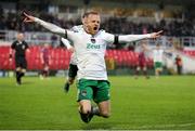 5 April 2024; Jack Doherty of Cork City celebrates after scoring his side's first goal during the SSE Airtricity Men's First Division match between Cork City and Cobh Ramblers at Turner's Cross in Cork. Photo by Michael P Ryan/Sportsfile