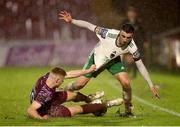 5 April 2024; Barry Coffey of Cork City in action against Charlie O'Brien of Cobh Ramblers during the SSE Airtricity Men's First Division match between Cork City and Cobh Ramblers at Turner's Cross in Cork. Photo by Michael P Ryan/Sportsfile